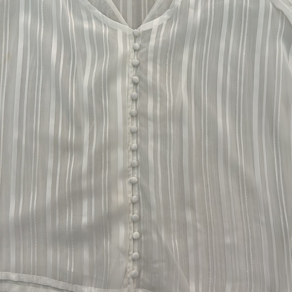 Vici - 2 Layer Sheer White Blouse with Gorgeous Silver Trim - Picture 4 of 7